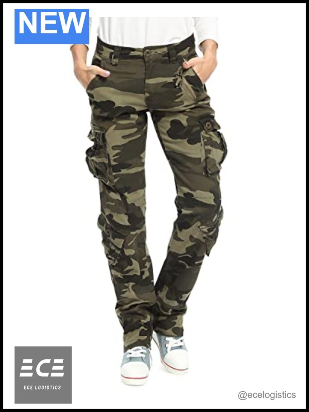 Women's Cargo Work Pants Stretch Cotton Relaxed Fit 8 Pockets